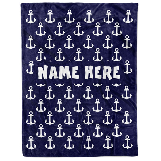 Personalized Anchor Blanket Sailors Navy Gift