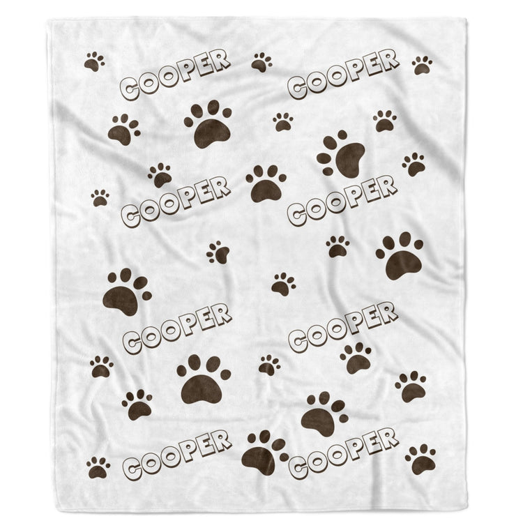 Personalized Dog Name Paw Blanket Gift