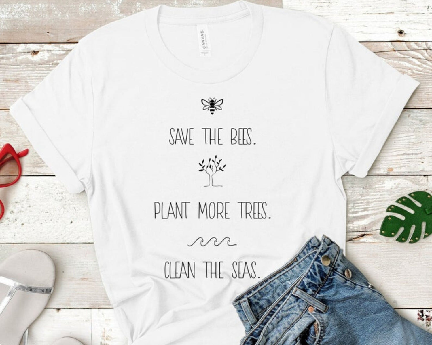 Save The Bees Plant More Trees Clean The Seas Earth Day Shirt - Teegarb