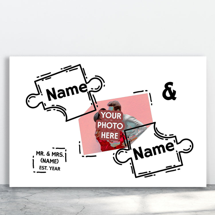 Personalized Photo Name Missing Piece Puzzle Wall Art