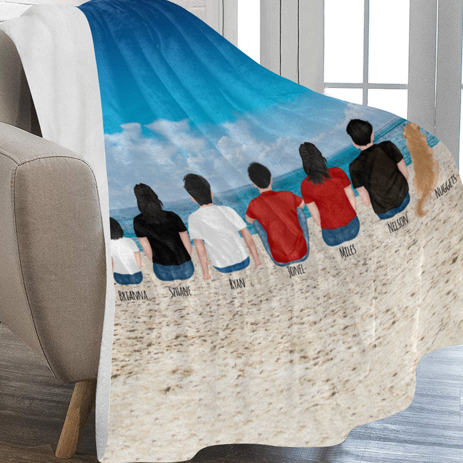 Personalized Family Blanket - Custom Dog Family Blanket Gift - Teegarb