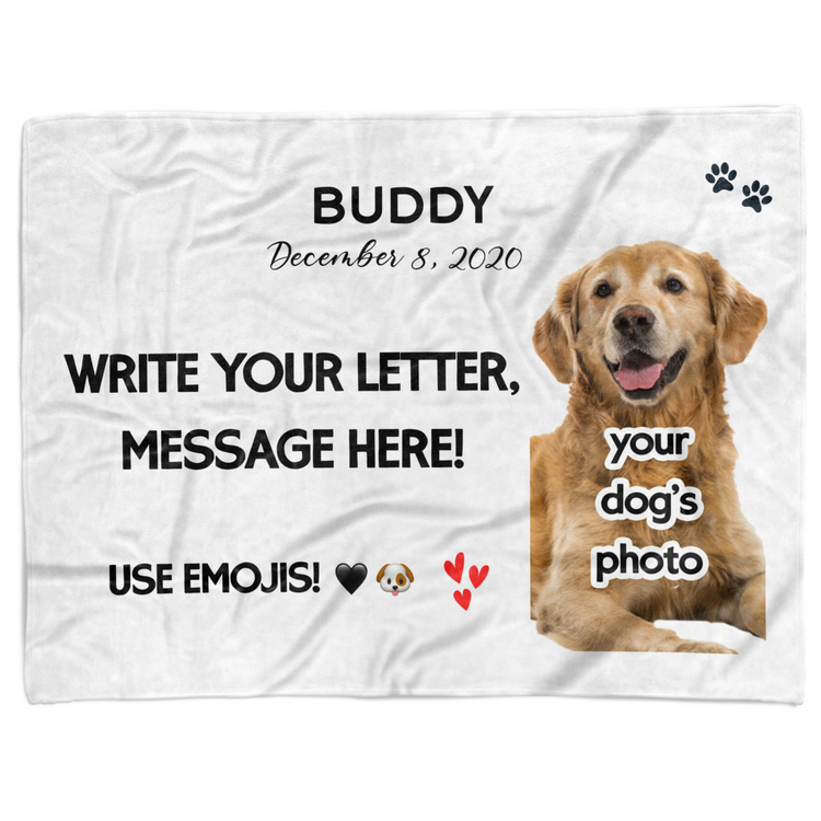 Personalized Dog Name Quote Memorial Photo Blanket