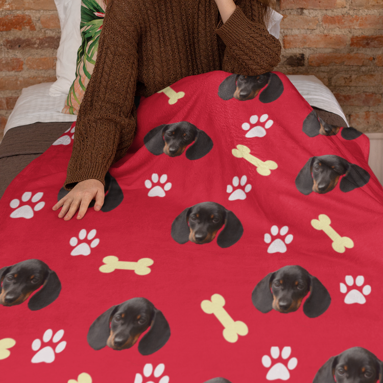 Your Dog On A Blanket! Personalized Pet Photo With A Lot OF Faces Blanket Gift - Teegarb