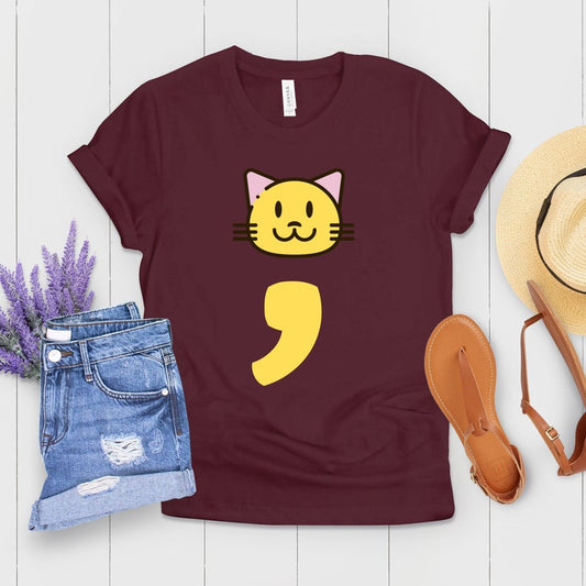 Choose Life Cat Semicolon Shirt