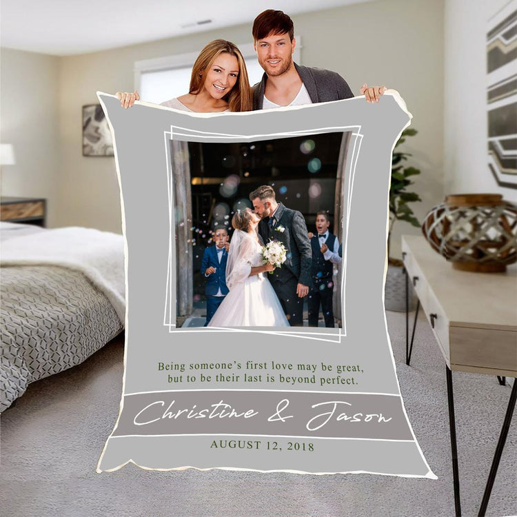 Personalized Quote Photo Date Wedding Anniversary Blanket