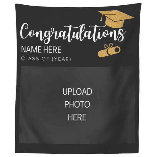 Personalized Graduation Photo Tapestry Backdrop