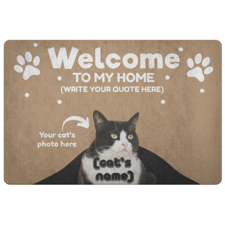Personalized Front Porch Text Cat Door Mat