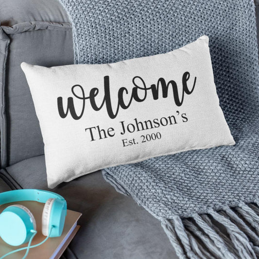 Custom Welcome Name Est. Year Throw Pillow Case Covers