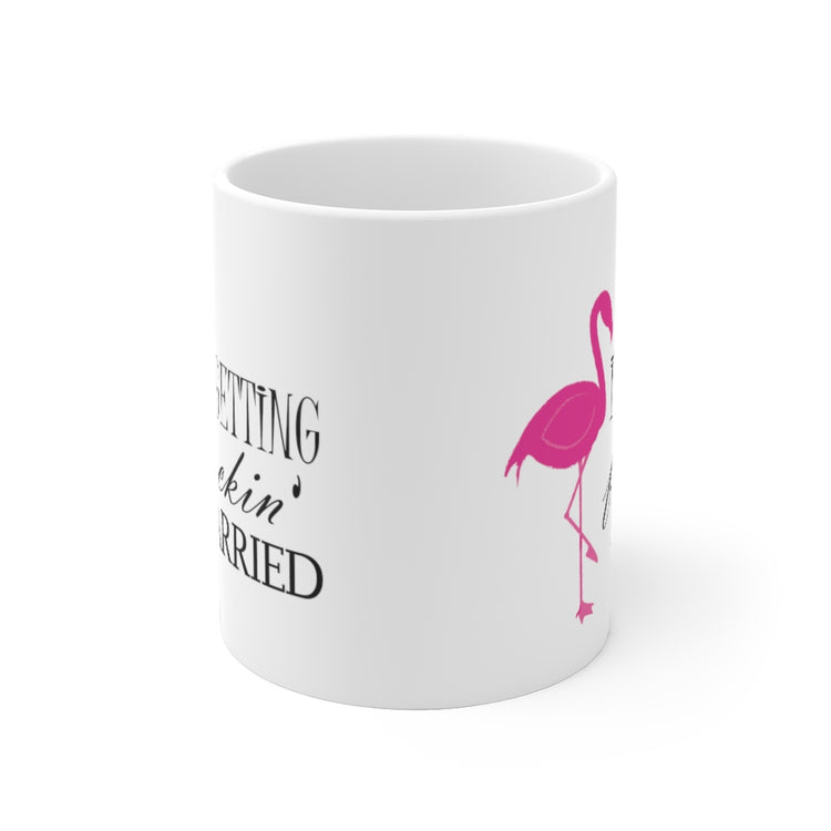 White Ceramic Mug  Humorous Bridal Entourages Flamingoes Illustration Puns Hilarious Bridesmaids