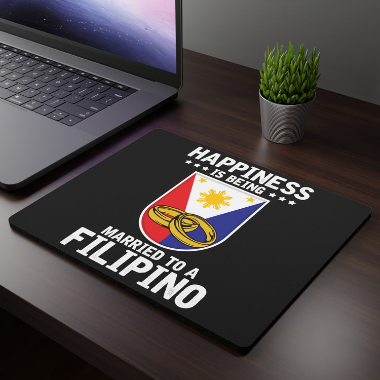 Humorous Happiness Is Married To Filipino Asian Wife Husband Novelty Marriage Nationalistic Philippines Flag Rectangular Mouse Pad