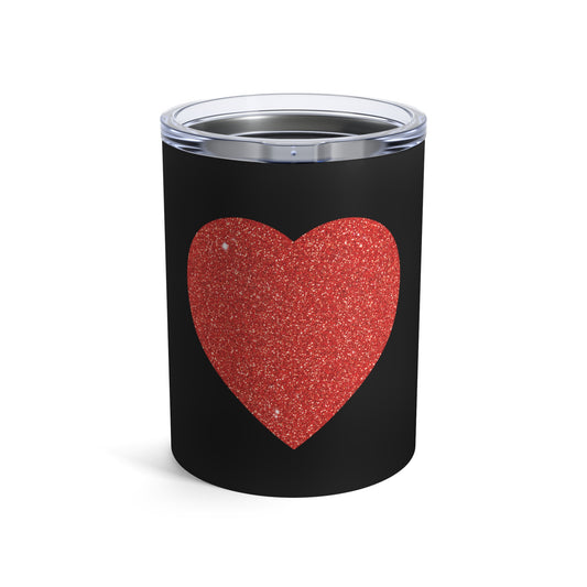 Red Glitter Effect Heart Valentines Day Men Women Tumbler 10oz