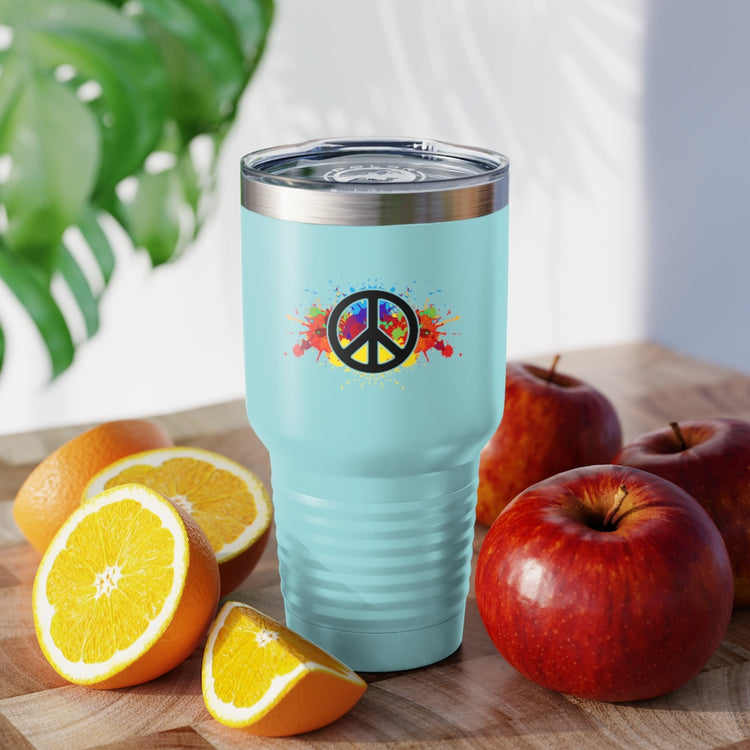 30oz Tumbler Stainless Steel  Colors Hilarious Paint Peace Hipsters Sign Illustration Gags Humorous Splattered