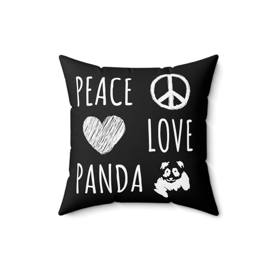 Novelty Peace Love Pandas Wellbeing Saying Cute Psychosocial Inspirations Men Women T Shirt Spun Polyester Square Pillow