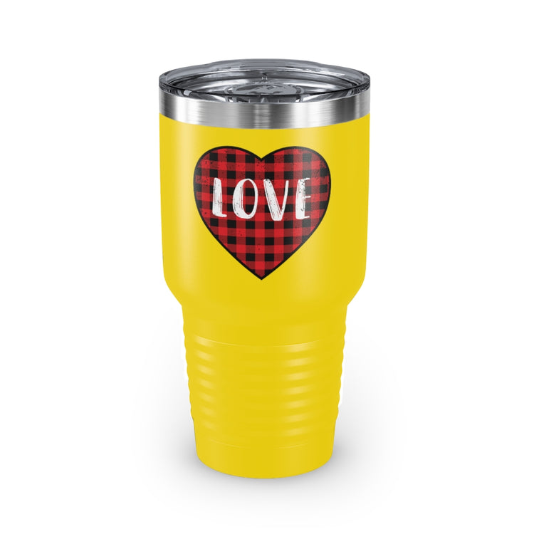 30oz Tumbler Stainless Steel Colors  Motivational Checkered Hearts Couples Lovers Illustration Inspirational Plaid