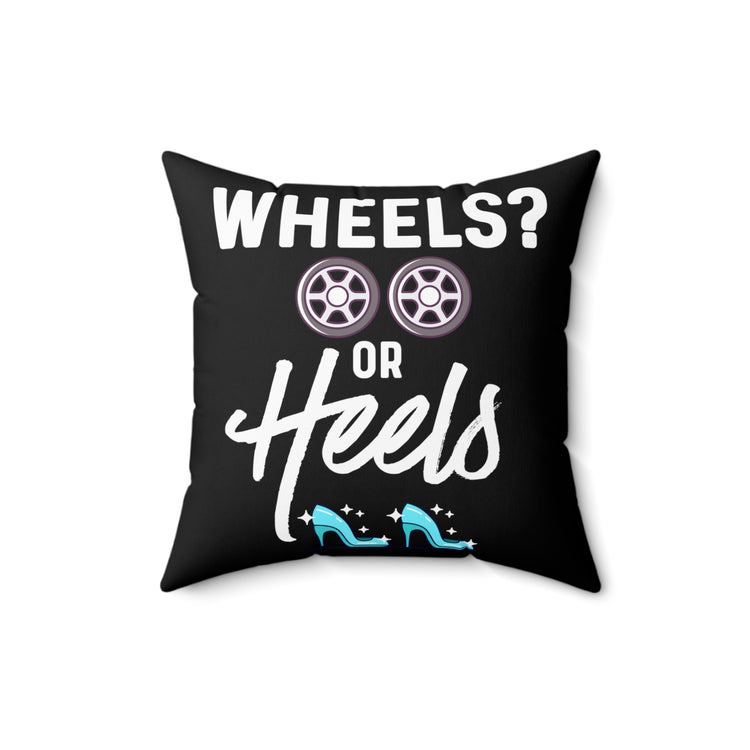 Wheels or Heels Gender Reveal Spun Polyester Square Pillow