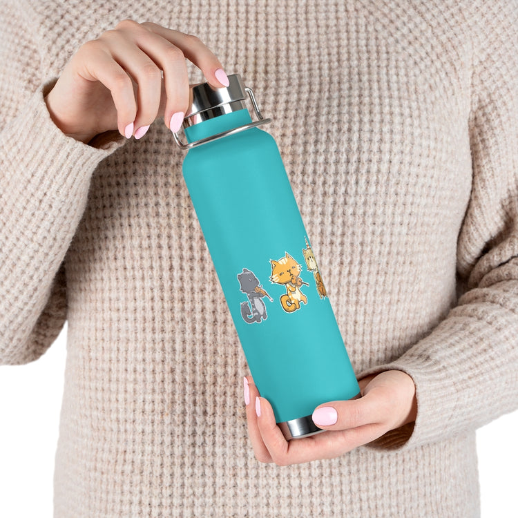 Copper Vaccum Insulated Bottle 22oz Funny Novelty Musician Instrument  Gift Humorous Kittens Playing Violin Cute Graphic