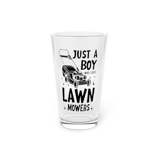 Beer Glass Pint 16oz  Hilarious Just A Man Who Loves Lawn Mowers Garden Enthusiast Humorous