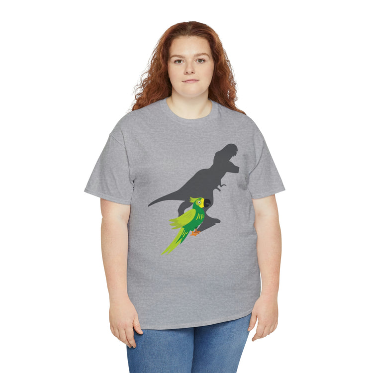 Shirt Funny Screaming Parrot Courageous Dinos Cockatiel Bird Dinosaur Animal Comical T-Shirt Unisex Heavy Cotton Tee