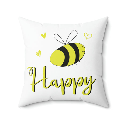 Bee Happy Spun Polyester Square Pillow