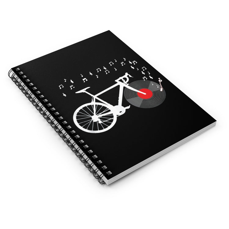 Spiral Notebook Hilarious Riding Bicyclist Old-Fashioned Sounds Humorous  Biker Recorder Playing Men Women