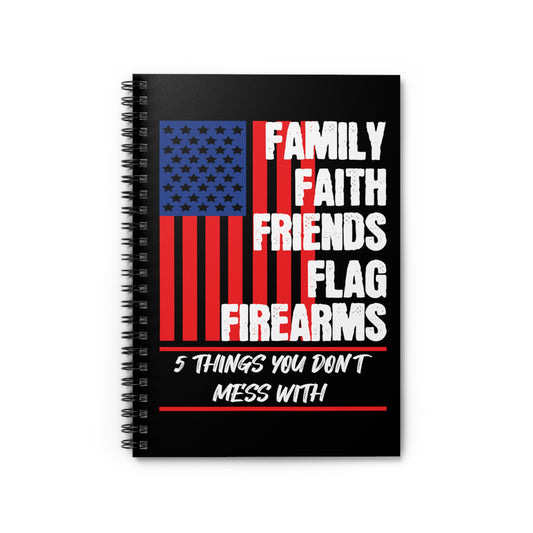 Vintage Families Faith Friends Servicemen Tee Shirt Gifts | Cool Distressed USA Flag Graphic Men Women T Shirt Spiral Notebook - Ruled Line