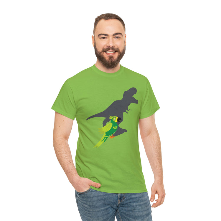 Shirt Funny Screaming Parrot Courageous Dinos Cockatiel Bird Dinosaur Animal Comical T-Shirt Unisex Heavy Cotton Tee