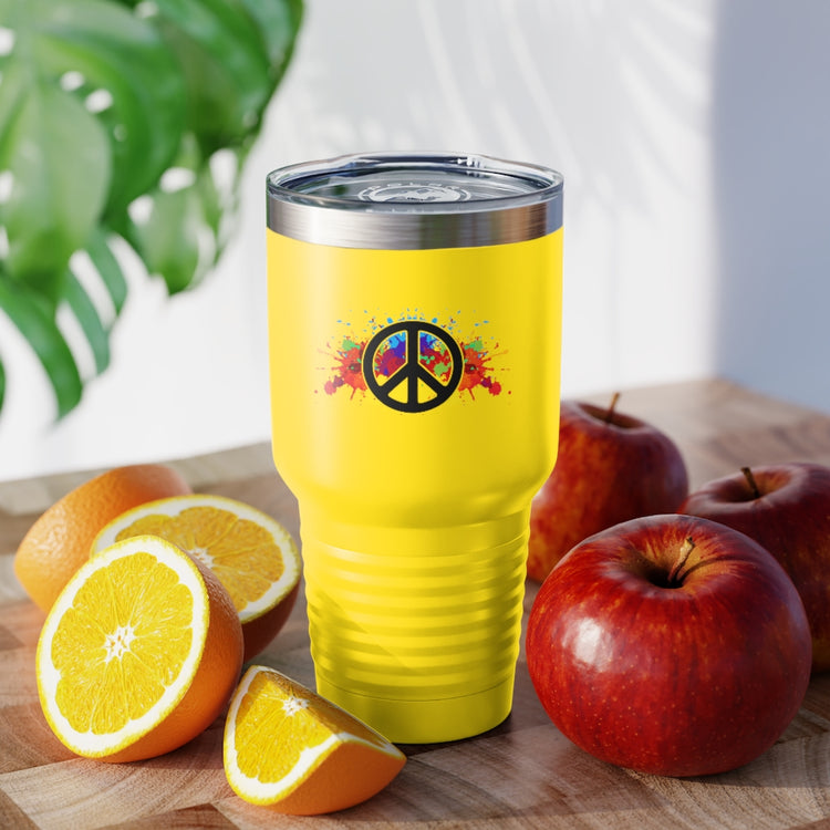 30oz Tumbler Stainless Steel  Colors Hilarious Paint Peace Hipsters Sign Illustration Gags Humorous Splattered