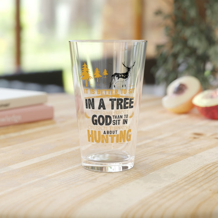 Beer Glass Pint 16oz  Novelty Sit At Tree Thinking About God Religious Traveling Humorous Churching