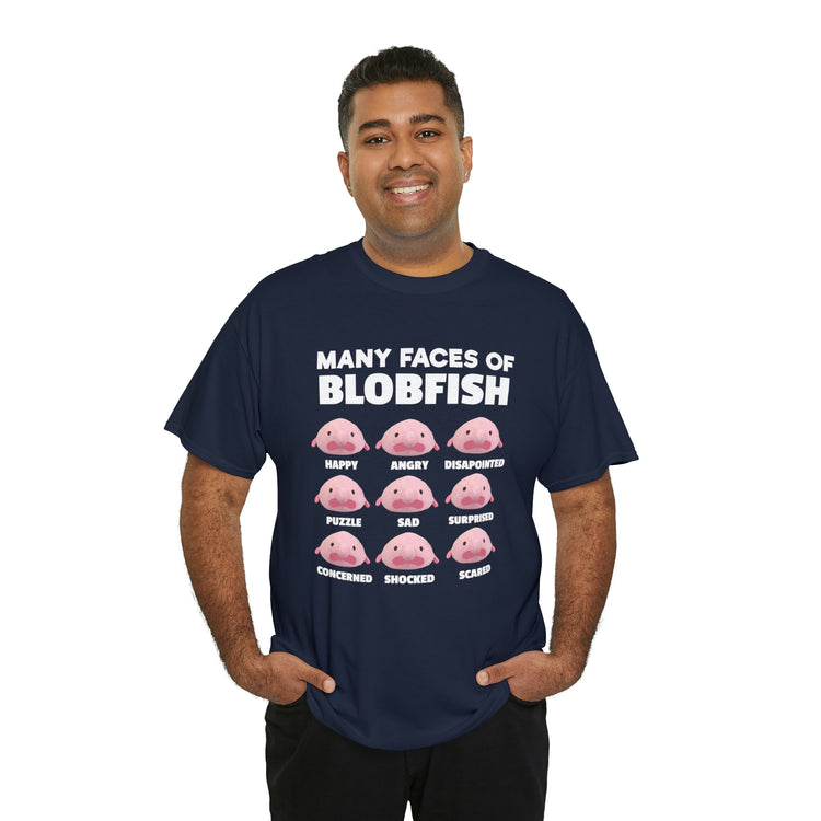 Shirt Funny Many Faces Of Blobfish Ugly Weird creatures viral lovers Humorous Memes T-Shirt Unisex Heavy Cotton Tee