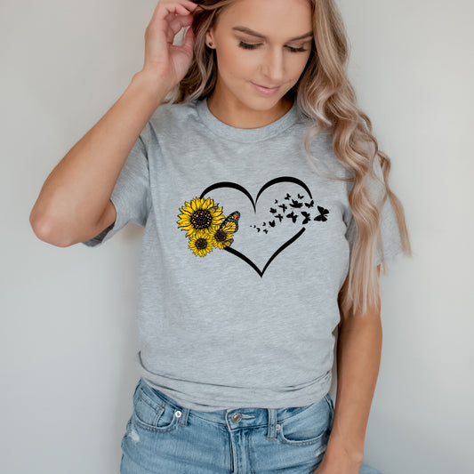 Hilarious Sunflower Heart Butterflies Bohemian Enthusiast Humorous Hippy Flower