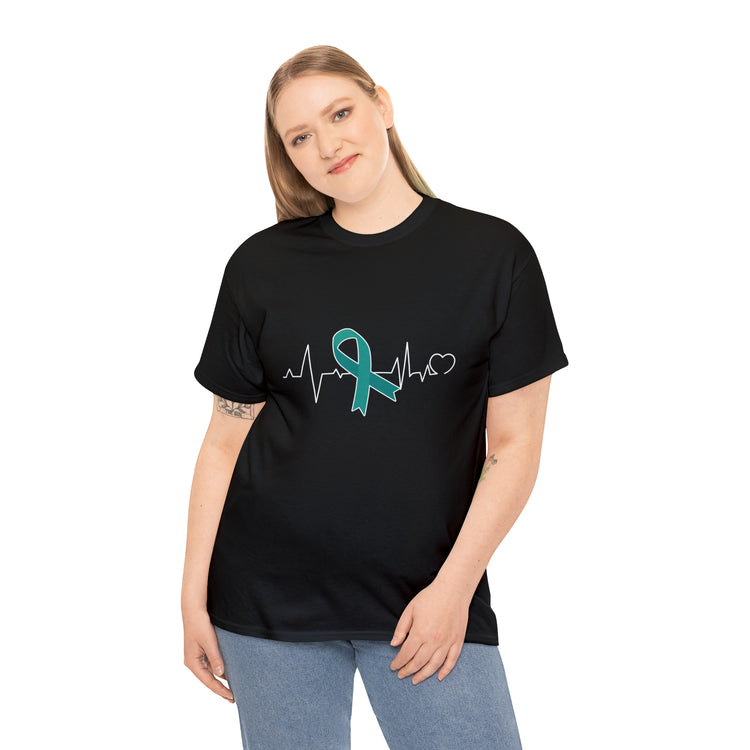 Shirt Funny Ovarian Cancer Awareness Supporters Survivor Support Novelty Medical Health T-Shirt Unisex Heavy Cotton Tee