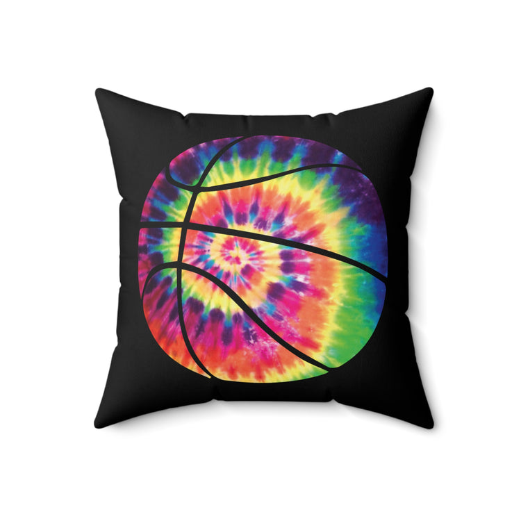 Classic Retro Basket Ball Colorful Spun Polyester Square Pillow