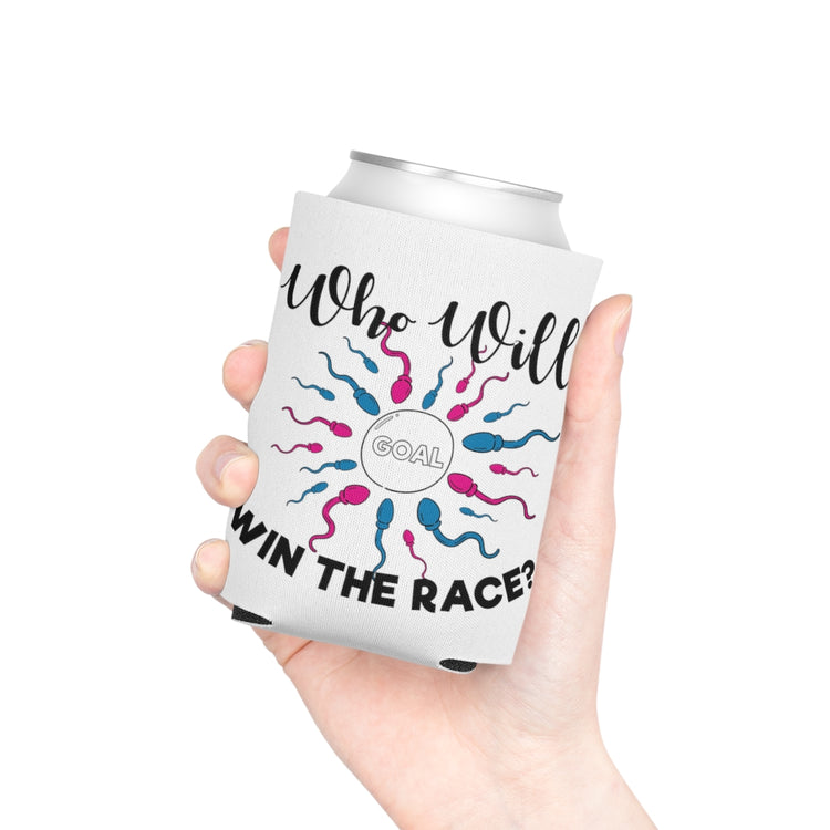 Beer Can Cooler Sleeve   Who Will Win The Race Funny Gender Announcement