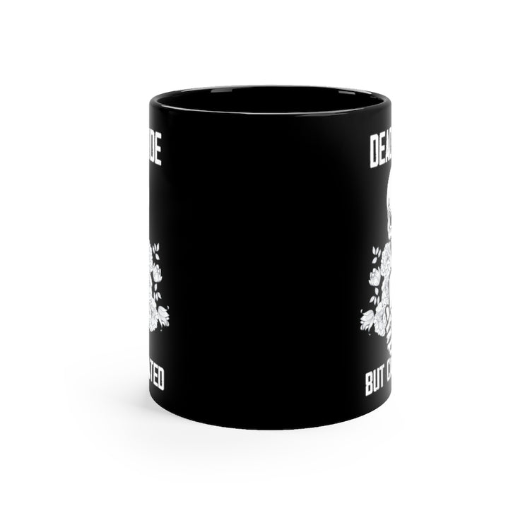 11oz Black Coffee Mug Ceramic  Novelty Caffeinated Pun Skeletal Body Caffeine Drinks Lover Hilarious Warm Beverages Cappuccino Stimulant Fan