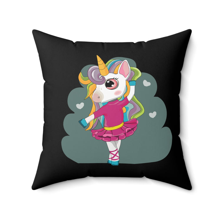 Ballet Dancer Enchanted Rainbow Unicorn Spun Polyester Square Pillow