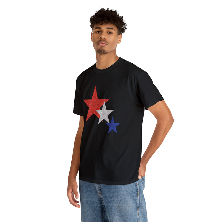 Shirt Funny Three Stars Fourth Of July Fireworks Holiday  Hilarious Patriotic Party T-Shirt Unisex Heavy Cotton Tee