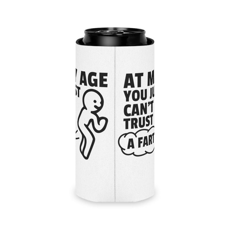 Beer Can Cooler Sleeve  Cute Retired Elderly Senior Citizen Gift  Funny At My Age Grandparent Can't Just Fart Men Women