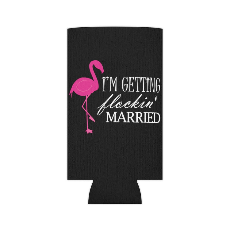 Beer Can Cooler Sleeve Humorous Bridal Entourages Flamingoes Illustration Puns Hilarious Bridesmaids