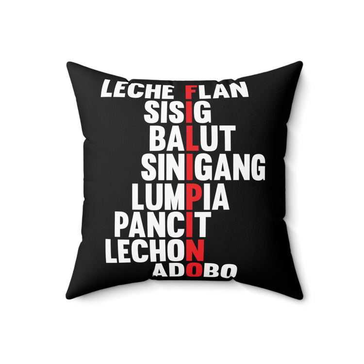 Leche Custards Sisig Balut Sinigang Quote Tee Shirt Gifts | Cute Lechon Adobo Filipino Foodie Men Women TShirt Spun Polyester Square Pillow