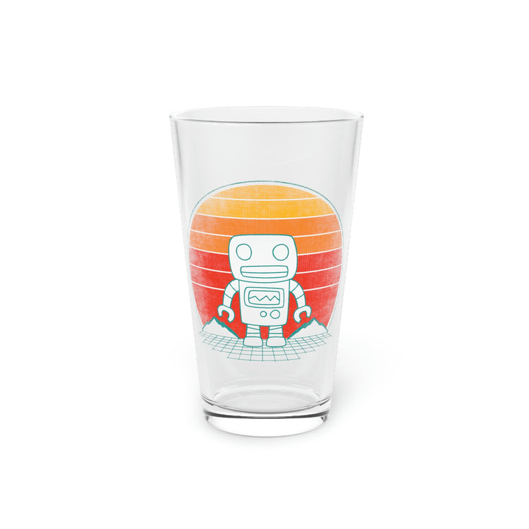 Beer Glass Pint 16oz Humorous Old-Fashioned Automated AI Machines Hilarious Nostalgic Robot Lover