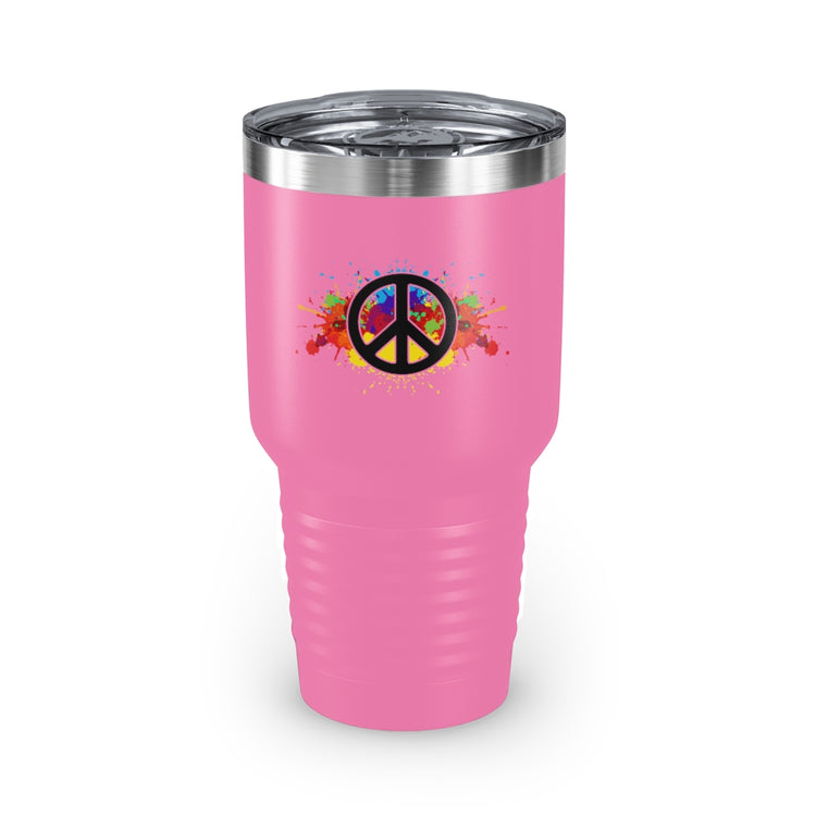 30oz Tumbler Stainless Steel  Colors Hilarious Paint Peace Hipsters Sign Illustration Gags Humorous Splattered