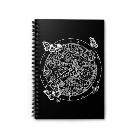 Spiral Notebook   Humorous Steampunk Clock Mechanical Sarcastic Gears Humor Funny Butterflies Workers Sayings Sarcastic Machines