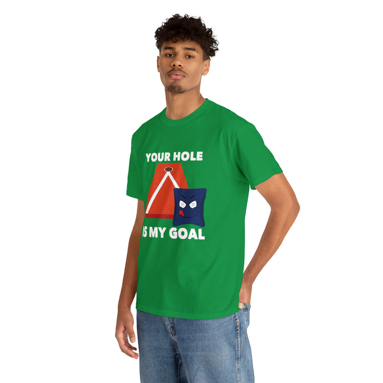 Shirt Funny Your Hole's My Goal Illustration Golfer Hilarious Golf Competition Sports T-Shirt Unisex Heavy Cotton Tee