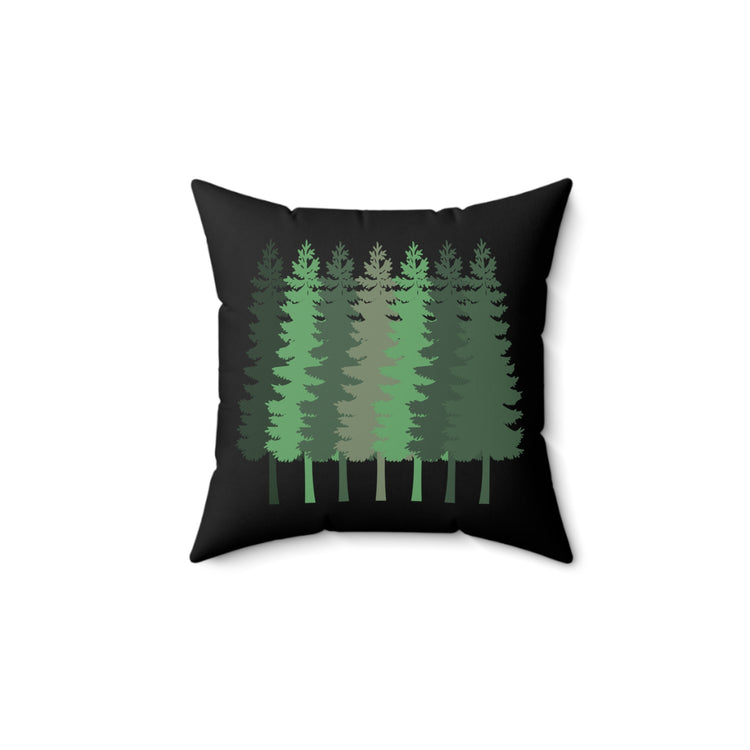 pine tree Happy Camper Mountain Camping Hiking Spun Polyester Square Pillow