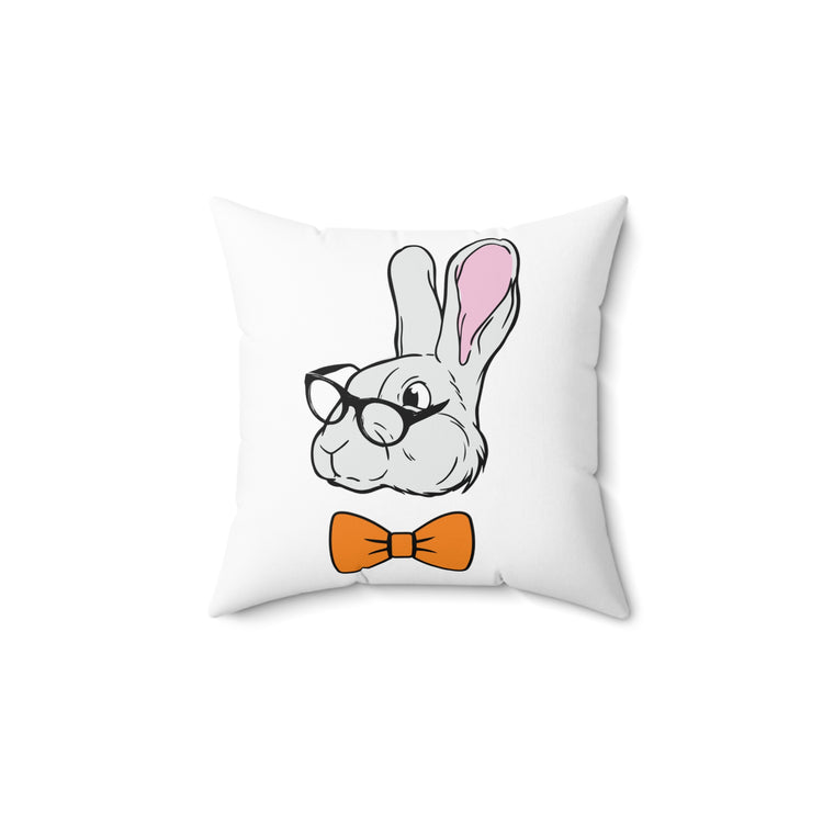 Funny Christian Egg Hunting Brainy Nerd Bunny Spun Polyester Square Pillow