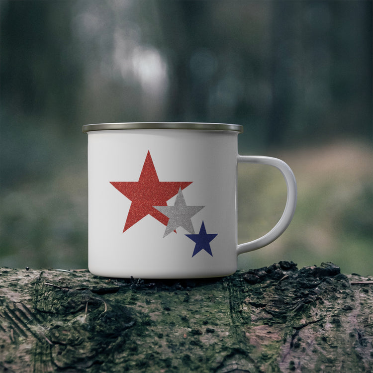 Three Stars Fourth Of July Enamel Camping Mug