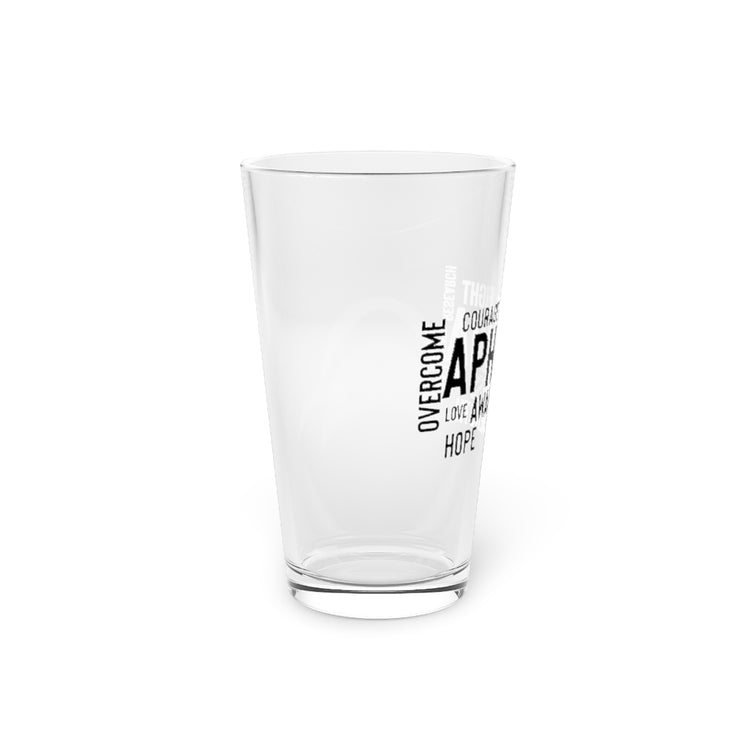 Beer Glass Pint 16oz  Novelty Aphasia Awareness Dysarthria Believer Overcomer Hilarious Silent