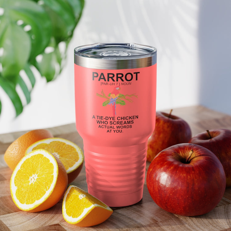 30oz Tumbler Stainless Steel Colors Humorous Parrot Cockatoo Cockatiels Colored Birds Enthusiast Novelty Parakeet