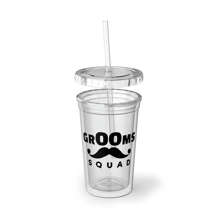 16oz Plastic Cup Humorous Groom Squad Wedding Bachelors Mustache Wedding  Grooms Bridal Engagement Fiance