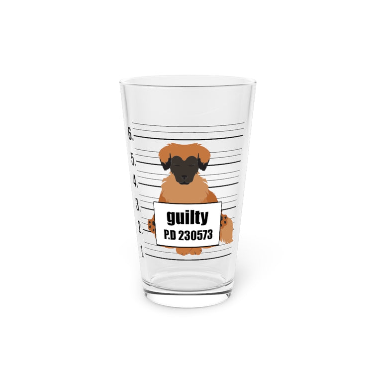 Beer Glass Pint 16oz Humorous Guilt Identification Doggie Puppies Photo Dog Enthusiast Novelty Fur
